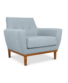 Jansen single seater couch pale aqua linen angled view
