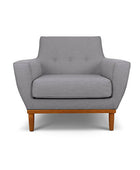 Jansen single seater couch grey linen front view