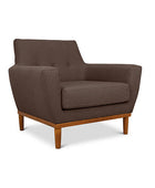 Jansen single seater couch teak linen angled view