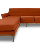 Jansen three seater L shape couch baked clay linen front view