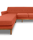 Jansen three seater L shape couch ginger linen front view