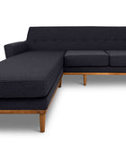 Jansen three seater L shape couch charcoal linen front view