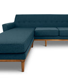 Jansen three seater L shape couch midnight blue linen front view
