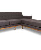 Jansen three seater L shape couch charcoal linen angled view