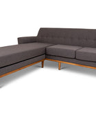Jansen three seater L shape couch charcoal linen angled view