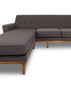 Jansen three seater L shape couch charcoal linen front view