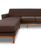 Jansen three seater L shape couch brown linen front view