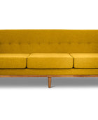 Jansen three seater couch yellow linen front view