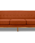 Jansen three seater couch baked clay linen front view