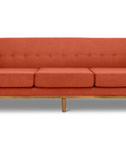 Jansen three seater couch ginger linen front view