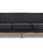Jansen three seater couch charcoal linen front view