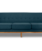Jansen three seater couch midnight blue linen front view