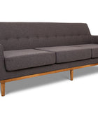 Jansen three seater couch charcoal linen angled view