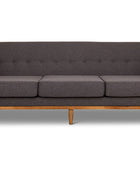 Jansen three seater couch charcoal linen fron view