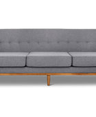 Jansen three seater couch grey linen front view