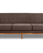 Jansen three seater couch brown linen front view