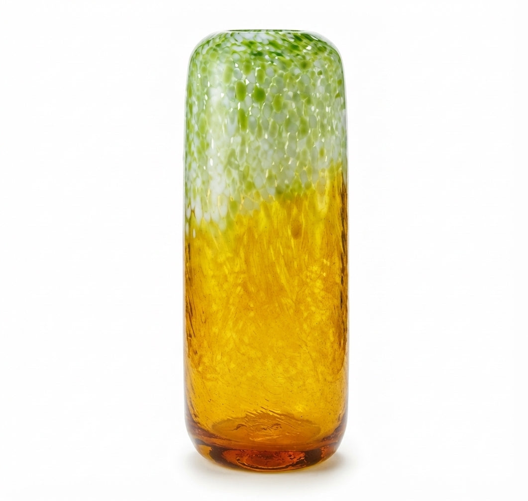 Medium Layered Lime and Orange Glass Vase (GO-FC26050)