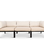 Two Lexi patio corner modules configured with a middle piece to make a three seater