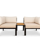 Two Lexi patio corner modules configured with a side table