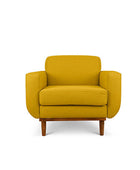 Oslo single seater couch in yellow linen fabric front view