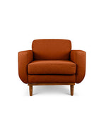 Oslo single seater couch in orange linen fabric front view