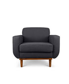Oslo single seater couch in charcoal linen fabric front view