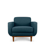 Oslo single seater couch in midnight blue linen fabric front view
