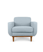 Oslo single seater couch in pale blue linen fabric front view