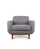 Oslo single seater couch in dark grey linen fabric front view