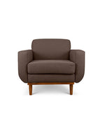 Oslo single seater couch in dark brown linen fabric front view