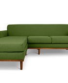Oslo L shape couch in avocado linen fabric front view