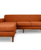 Oslo L shape couch in rust linen fabric front view
