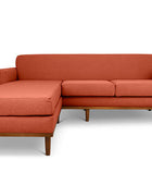 Oslo L shape couch in ginger linen fabric front view