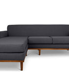 Oslo L shape couch in charcoal linen fabric front view