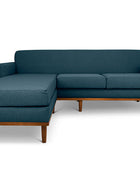 Oslo L shape couch in midnight blue linen fabric front view
