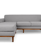 Oslo L shape couch in grey linen fabric front view