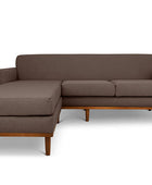 Oslo L shape couch in brown linen fabric front view