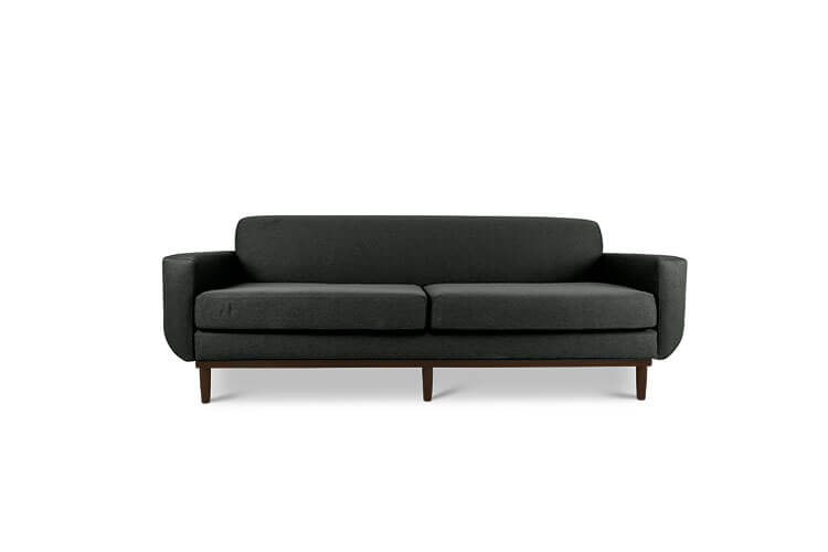 Oslo three seater couch in charcoal linen fabric front view