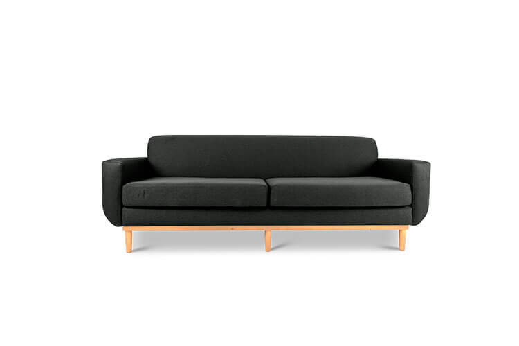 Oslo three seater couch in charcoal linen fabric front view