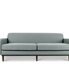 Oslo three seater couch in pale blue linen fabric front view