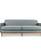 Oslo three seater couch in pale blue linen fabric front view
