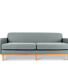 Oslo three seater couch in pale blue linen fabric front view