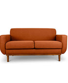 Oslo two seater couch in orange linen fabric front view