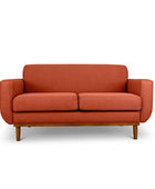 Oslo two seater couch in ginger linen fabric front view