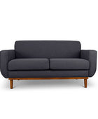 Oslo two seater couch in charcoal linen fabric front view