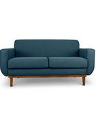 Oslo two seater couch in midnight blue linen fabric front view