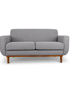 Oslo two seater couch in grey linen fabric front view