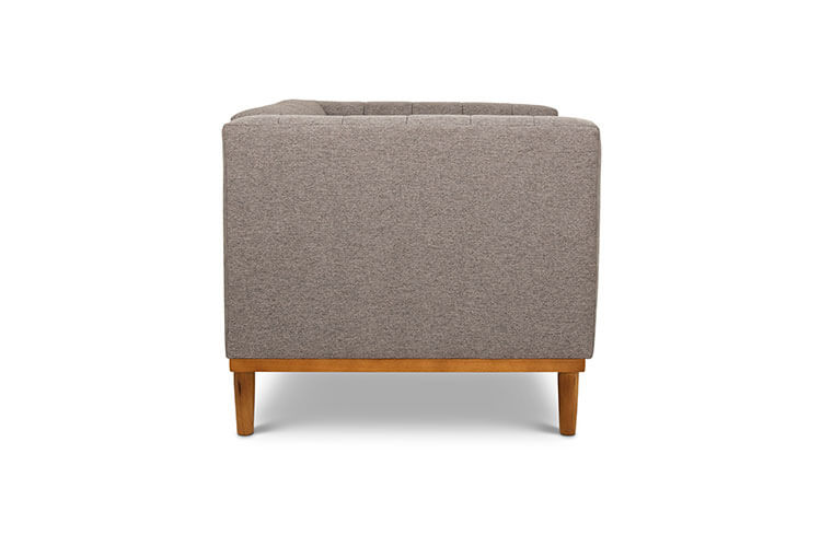 Shelley single seater couch grey linen side view