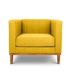 Shelley single seater couch yellow linen front view