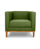 Shelley single seater couch avocado green linen front view